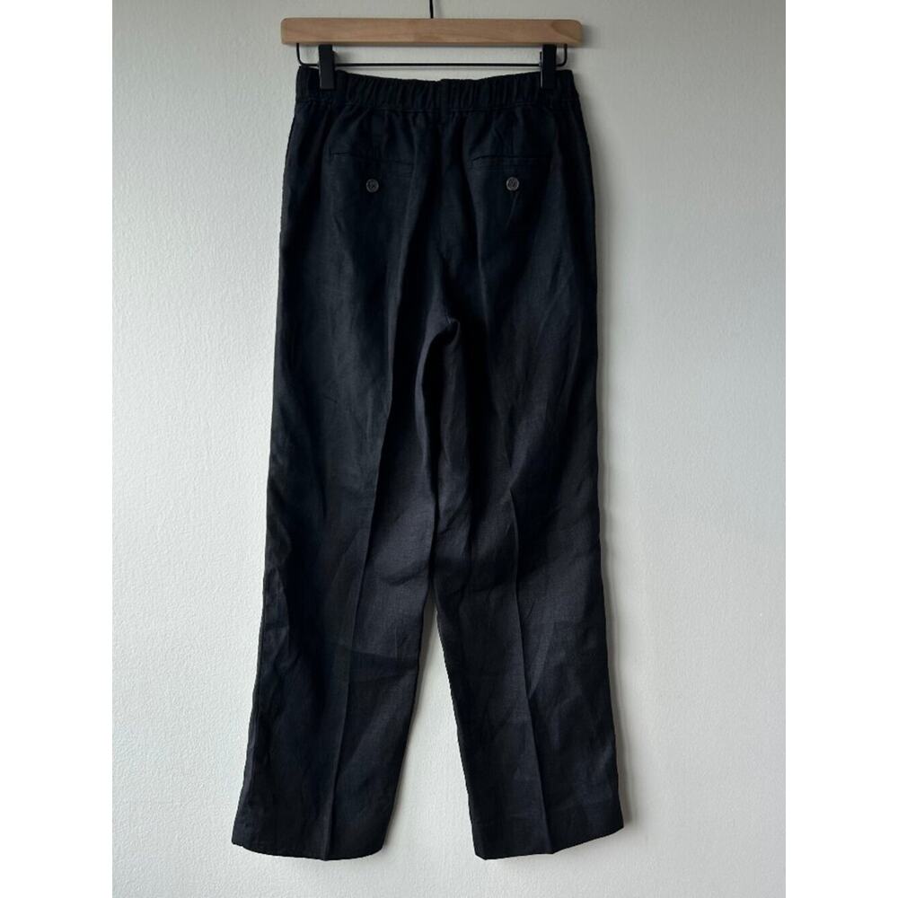 J.Crew Re-Imagined 100% Linen Wide Leg Cropped Pants Black XSP Petite - Picture 5 of 11